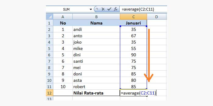 Cara Menghitung Rata Rata di Baris Excel