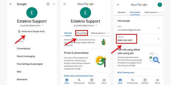 Cara menambahkan nomor di akun google