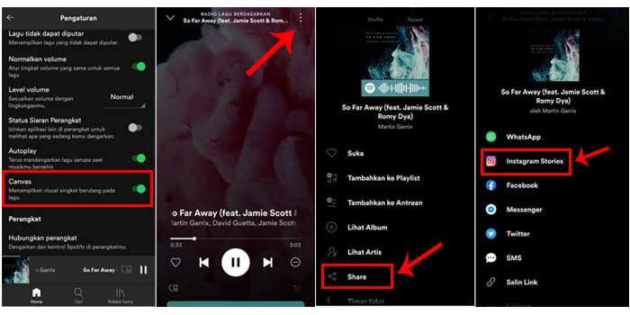 Cara post lagu spotify di instagram