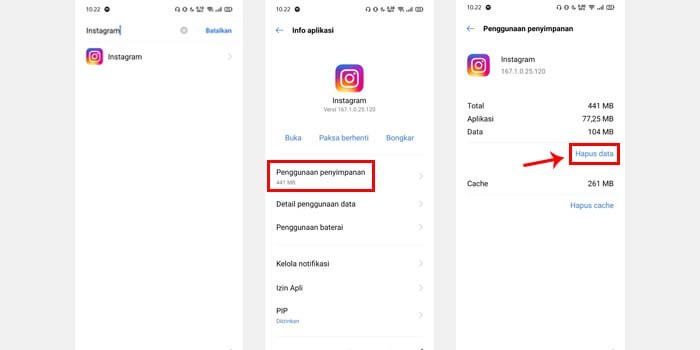Aplikasi Instagram Cara menghapus data cookie