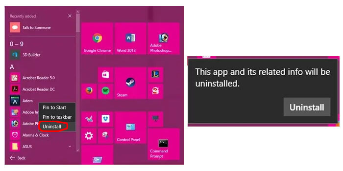 Hapus Aplikasi di Windows 10