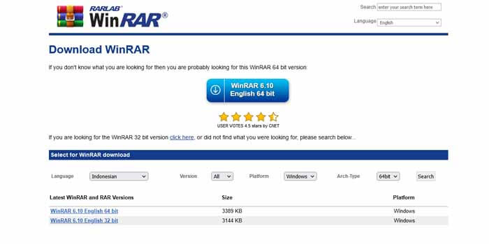 Cara Download WinRAR