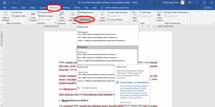 Cara Membuat Daftar Pustaka di Microsoft Word