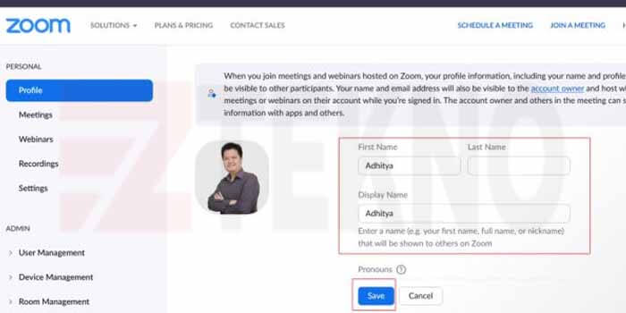 cara mengganti nama di Zoom lewat website