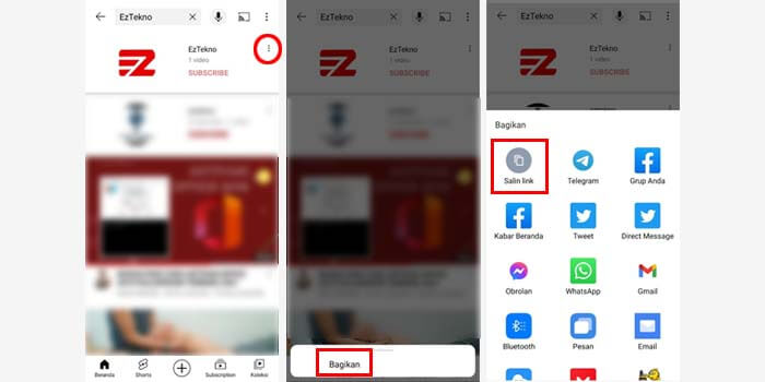 Cara Menyalin Link Channel YouTube Orang Lain