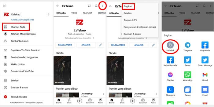 Cara Menyalin Link Channel YouTube Sendiri